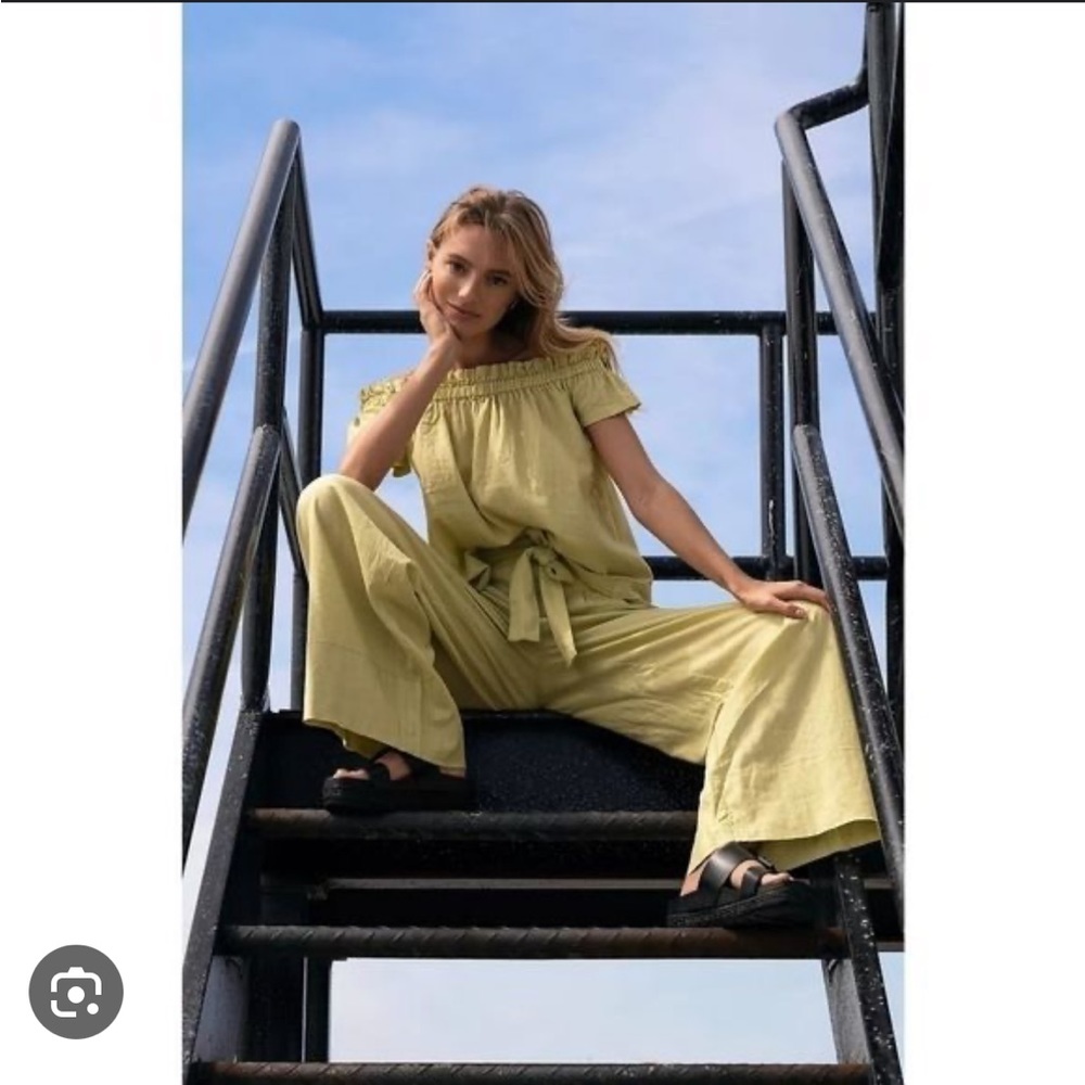 NEW Free People Everything 2 piece set Wide Leg Pant Off Shoulder Top